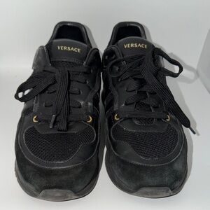 Versace Men's Black and Gold Sneakers